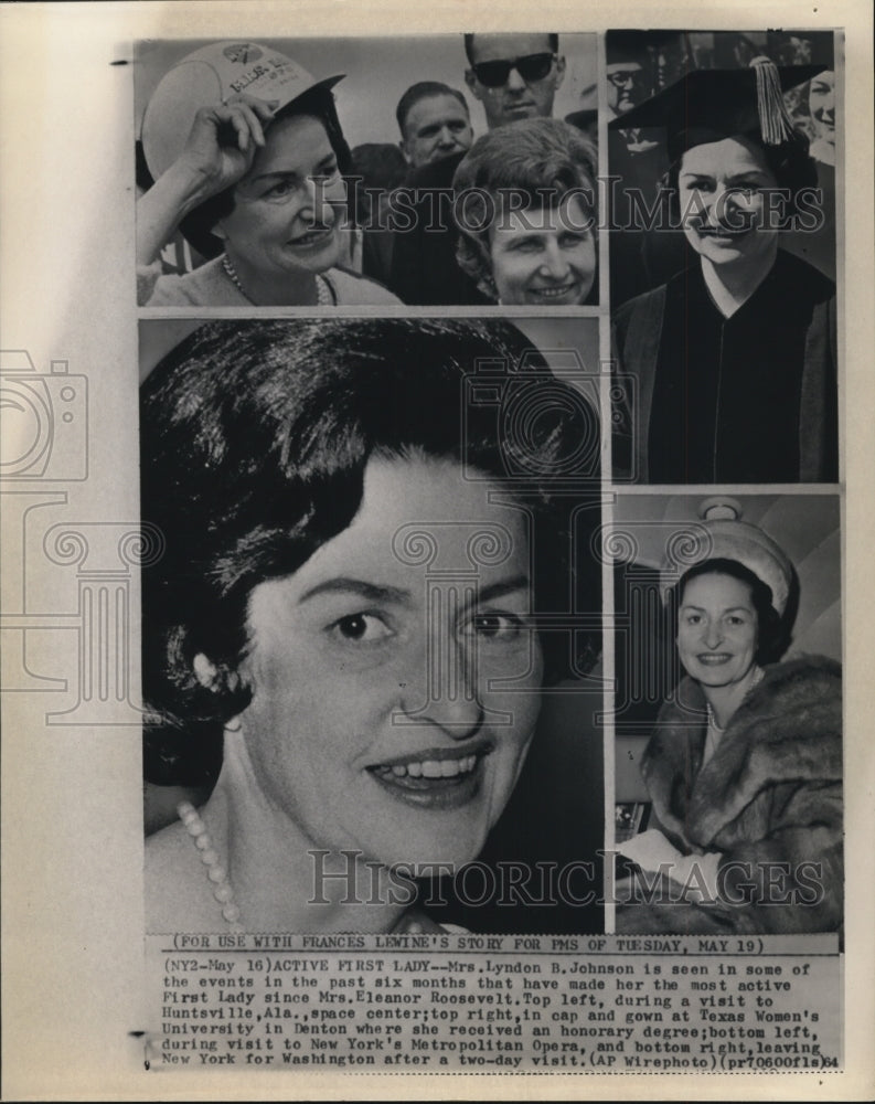 Load image into Gallery viewer, 1964 Press Photo Mrs. Lyndon B. Johnson's active moments as First Lady
