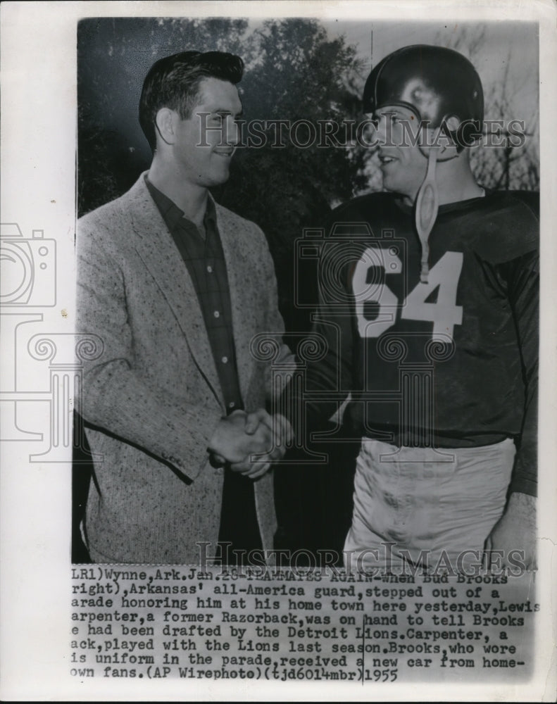 1955 Press Photo Bud Brooks Drafted by Lewis Carpenter for Detroit Lions- Historic Images