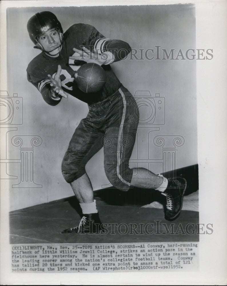 1952 Press Photo Al Conway of William Jewell College Football - nef18061- Historic Images