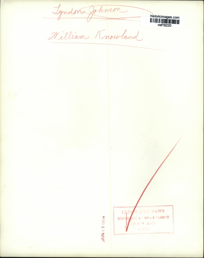 1956 Press Photo Sen Johnson and GOP Leader William Knowland Talk With Newsmen