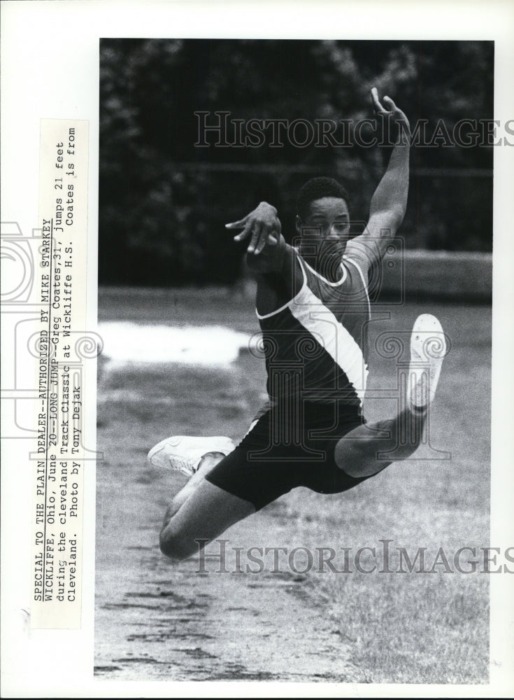 Press Photo Greg Coates Jumps 21 Feet During Cleveland Track Classic- Historic Images