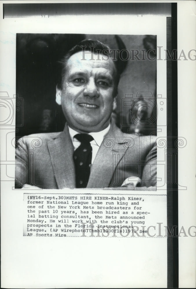 Load image into Gallery viewer, 1971 Press Ralph Kiner Former Home Run King Hired as Special Batting Consultant
