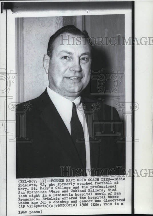 1966 Press Photo Eddie Erdelatz Former Football Coach Dies of Cancer - nef18428