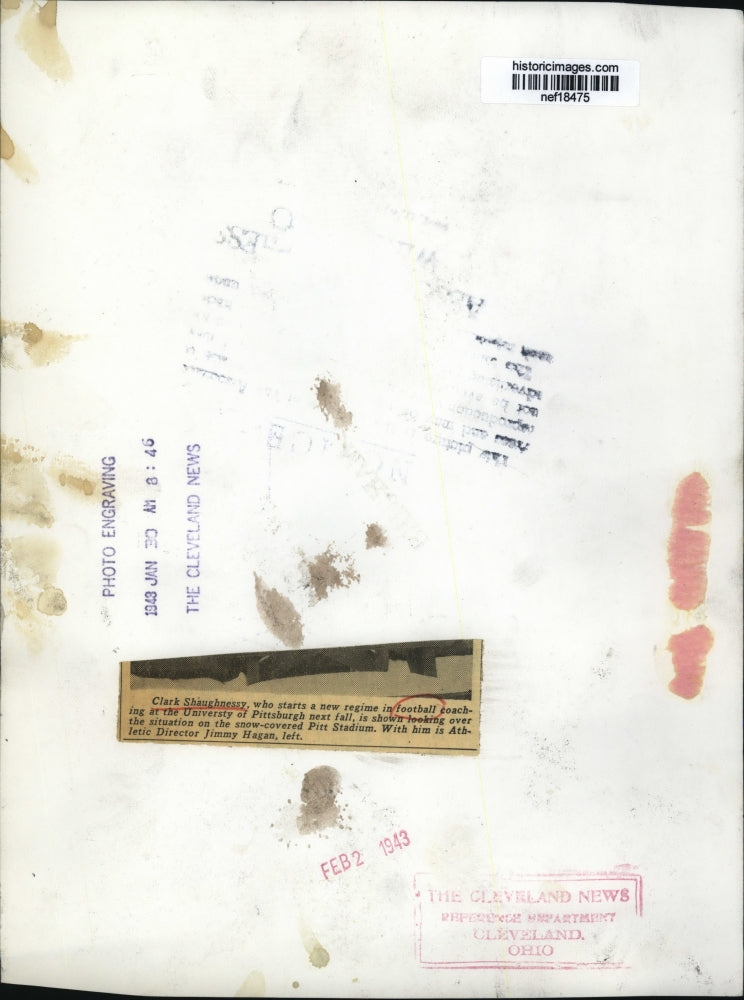 1943 Press Photo Clark D. Shaughnessy, James Hagan at Pitt Stadium - nef18475