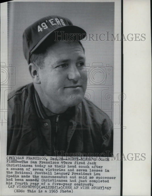 1965 Press Photo Jack Christiansen, San Francisco 49ers Football Coach- Historic Images