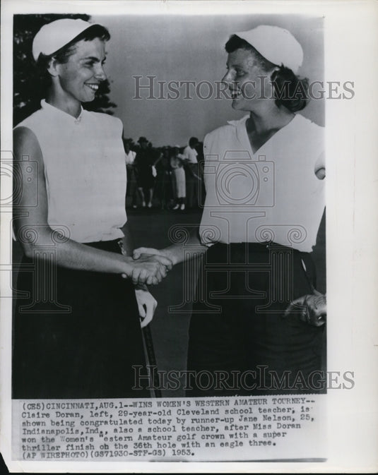 1953 Press Photo Claire Doran & Jane Nelson at Women's Western amateur Golf