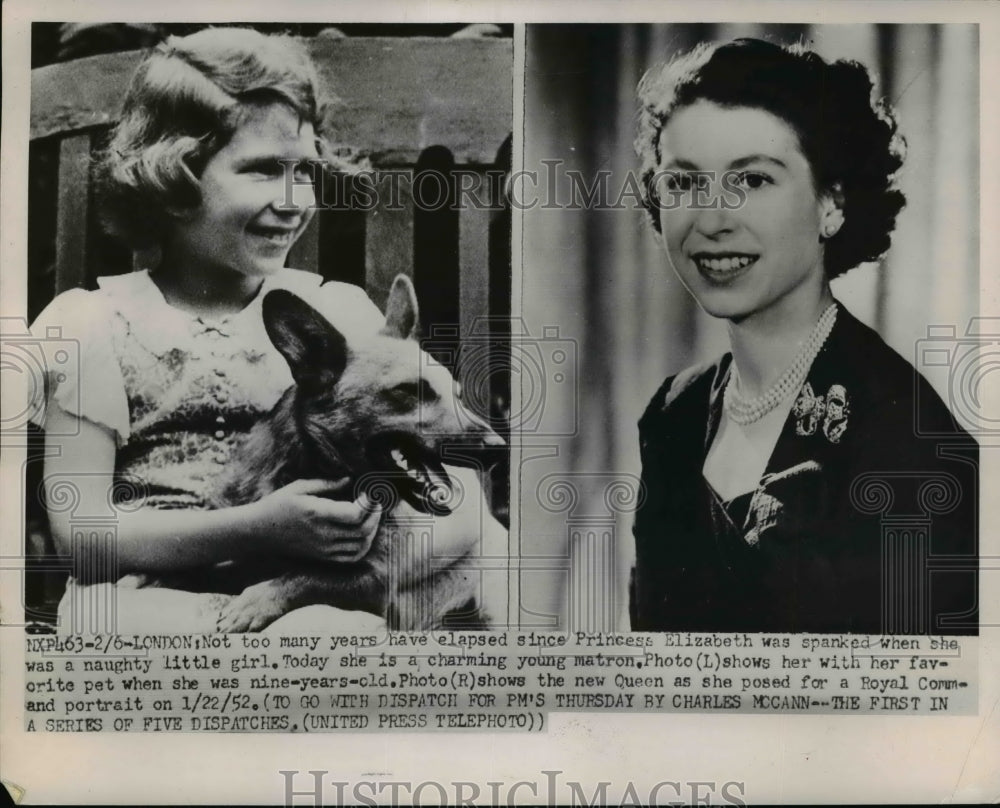 1952 Press Photo At Left Shows Princess Elizabeth With Her Favorite Pet