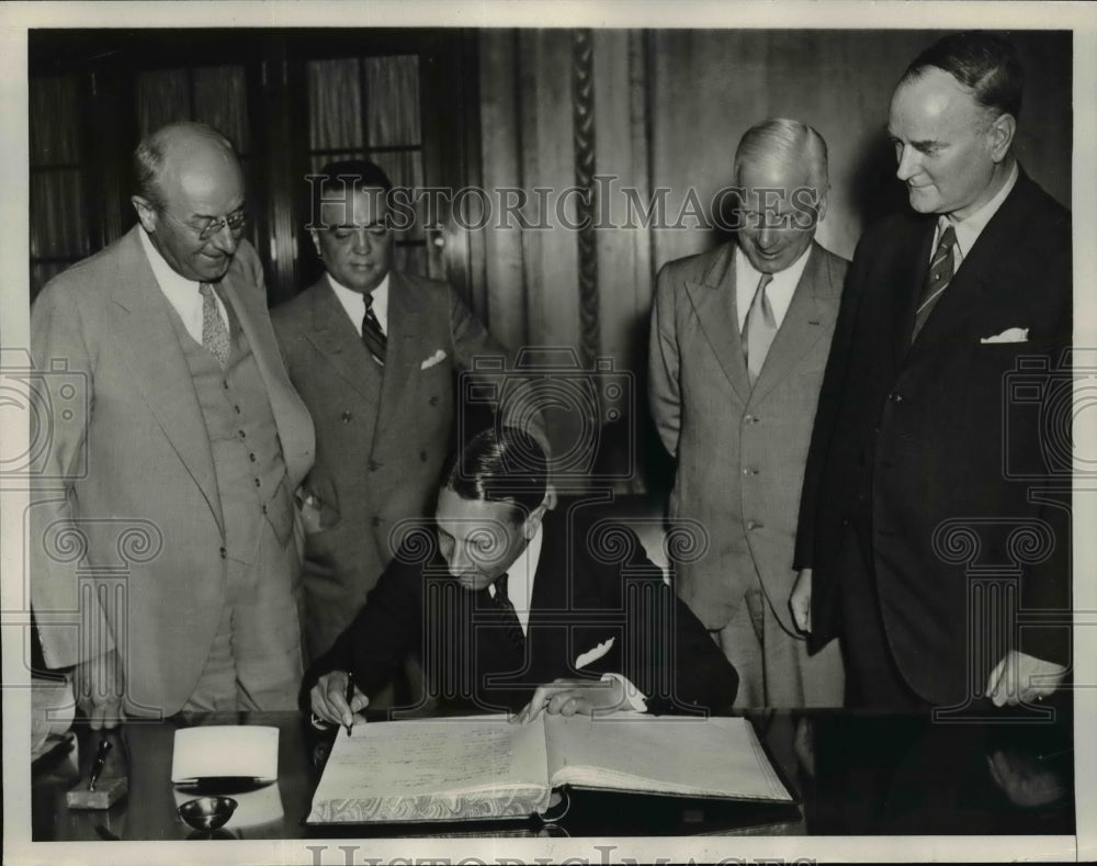 1936 Press Photo Scotland Yard Members Visiting U.S. Justice Department