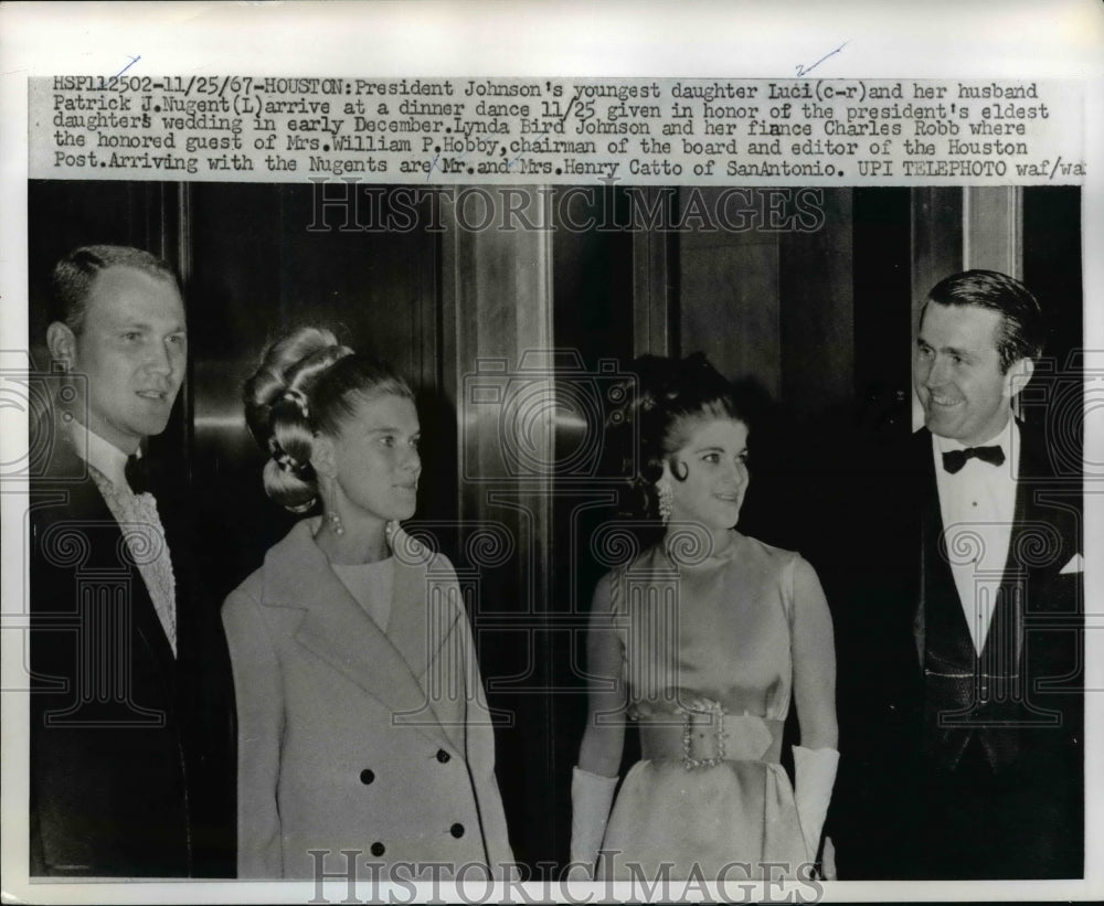 1967 Press Photo Luci Baines johnson & Pat Nugent, Henry Catto at Houston Dinner