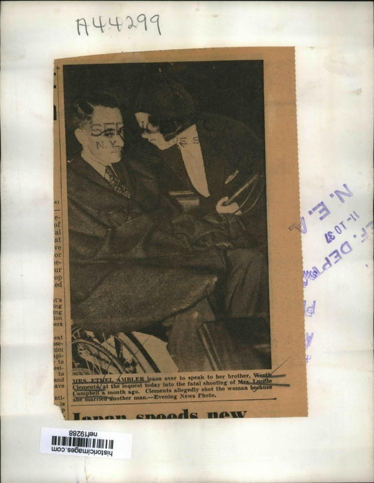 1937 Press Photo Ethel Ambler, Worth Clements at Lucille Campbell Murder Inquest