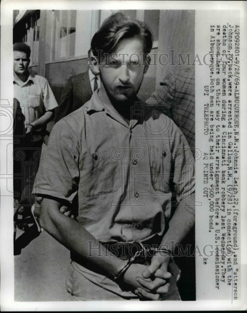 1969 Press Photo Johnnie Leigh & Patterson Johnson Arrested For Deaths of 4 Wome