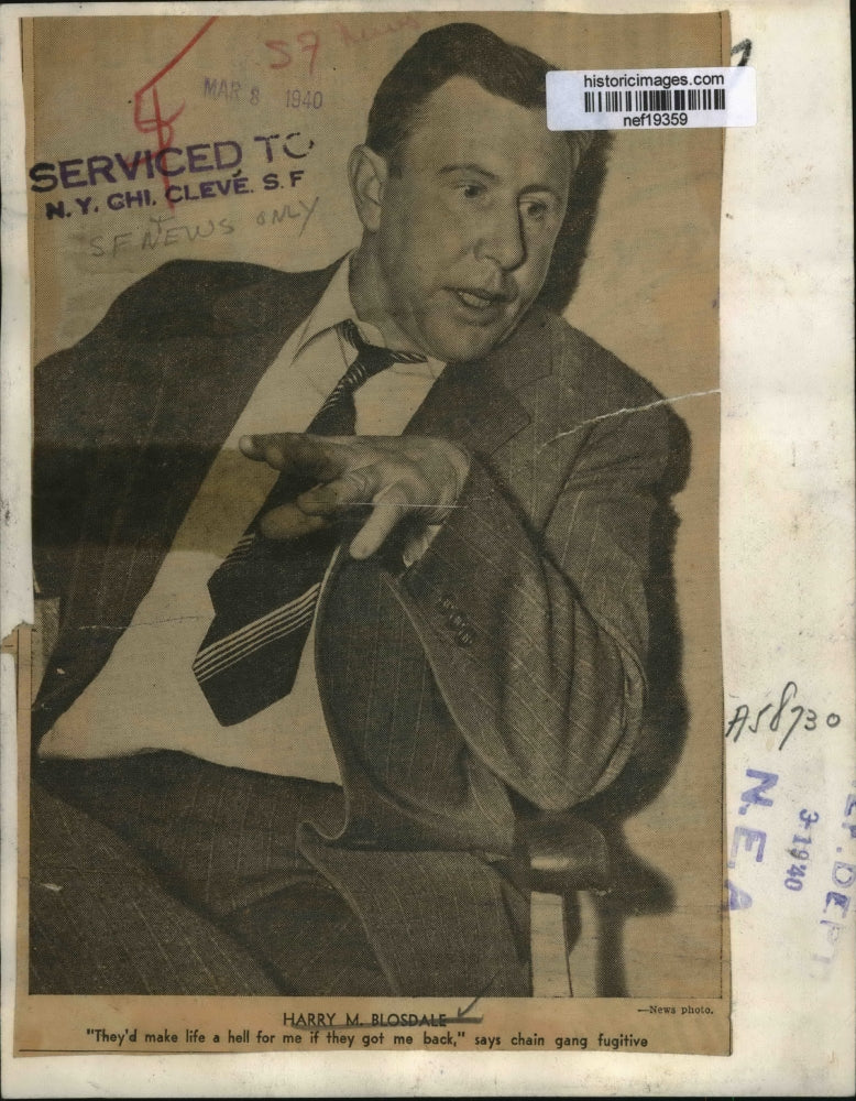 1940 Press Photo Harry M. Blosdale - nef19359