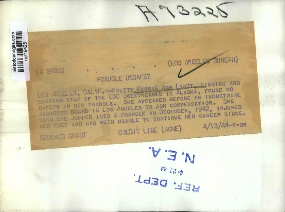 1944 Press Photo Margie Ann Liszt at Los Angeles Industrial Accident Board