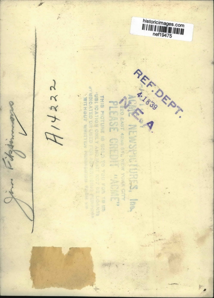 1939 Press Photo Jim Filzsimmons - nef19475