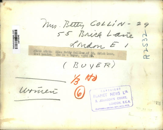 Press Photo Betty Collin of East London - nef19546