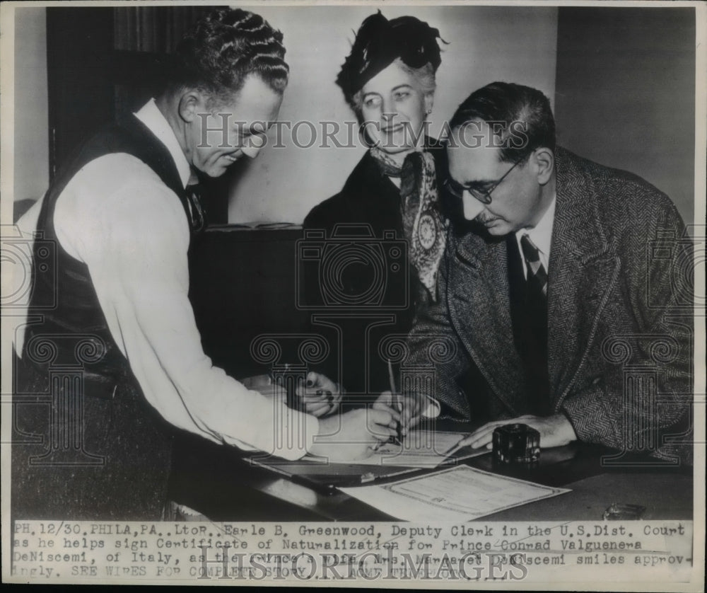 1948 Press Photo Prince Conrad Valgueners at Philadelphia District Court