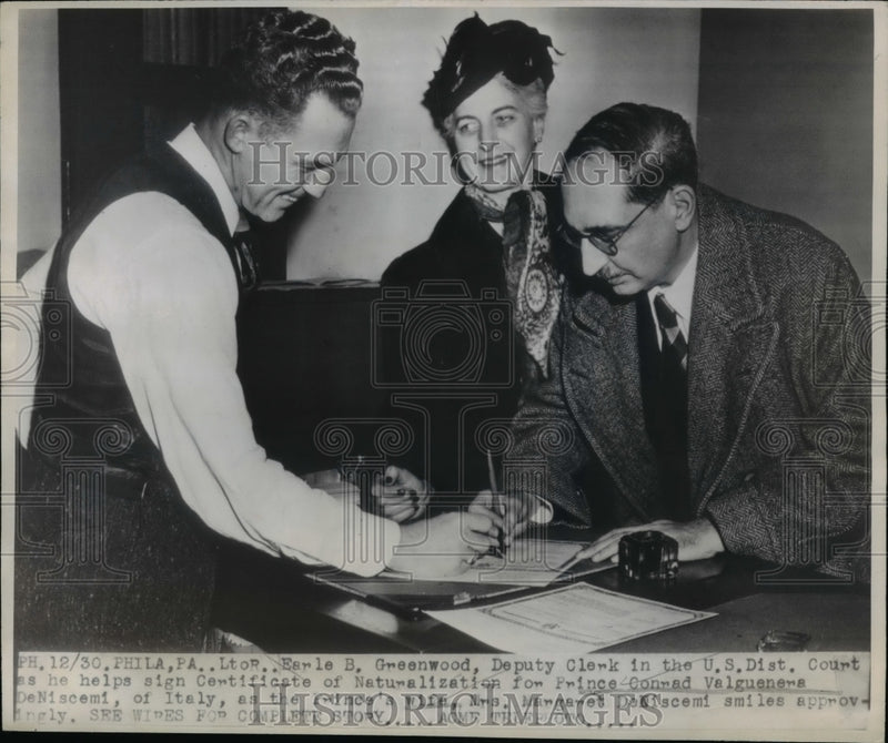 Load image into Gallery viewer, 1948 Press Photo Prince Conrad Valgueners at Philadelphia District Court
