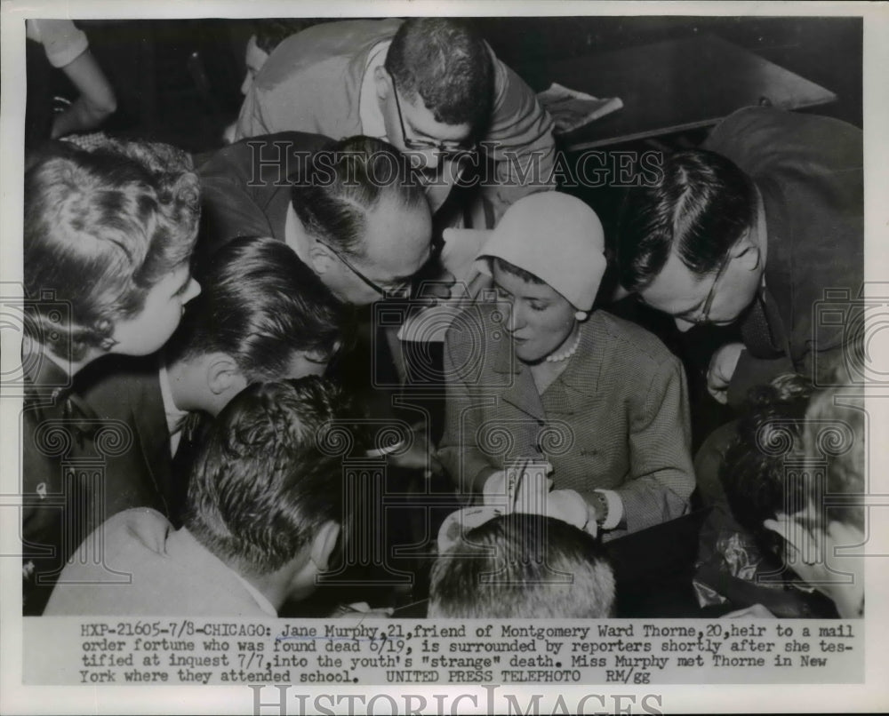 1954 Press Photo Jane Murphy Friend of Montgomery Ward Thorne Heir Found Dead