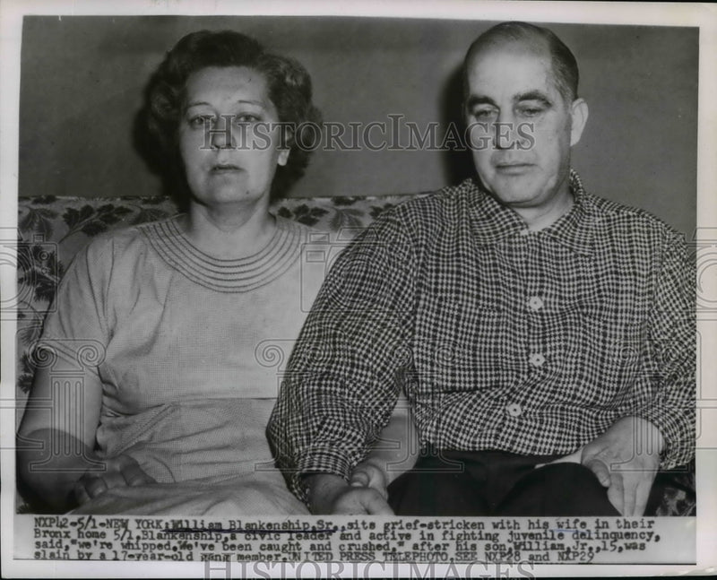 Load image into Gallery viewer, 1955 Press Photo William Blankenship Sits With Grief-Stricken Wife In Bronx Home

