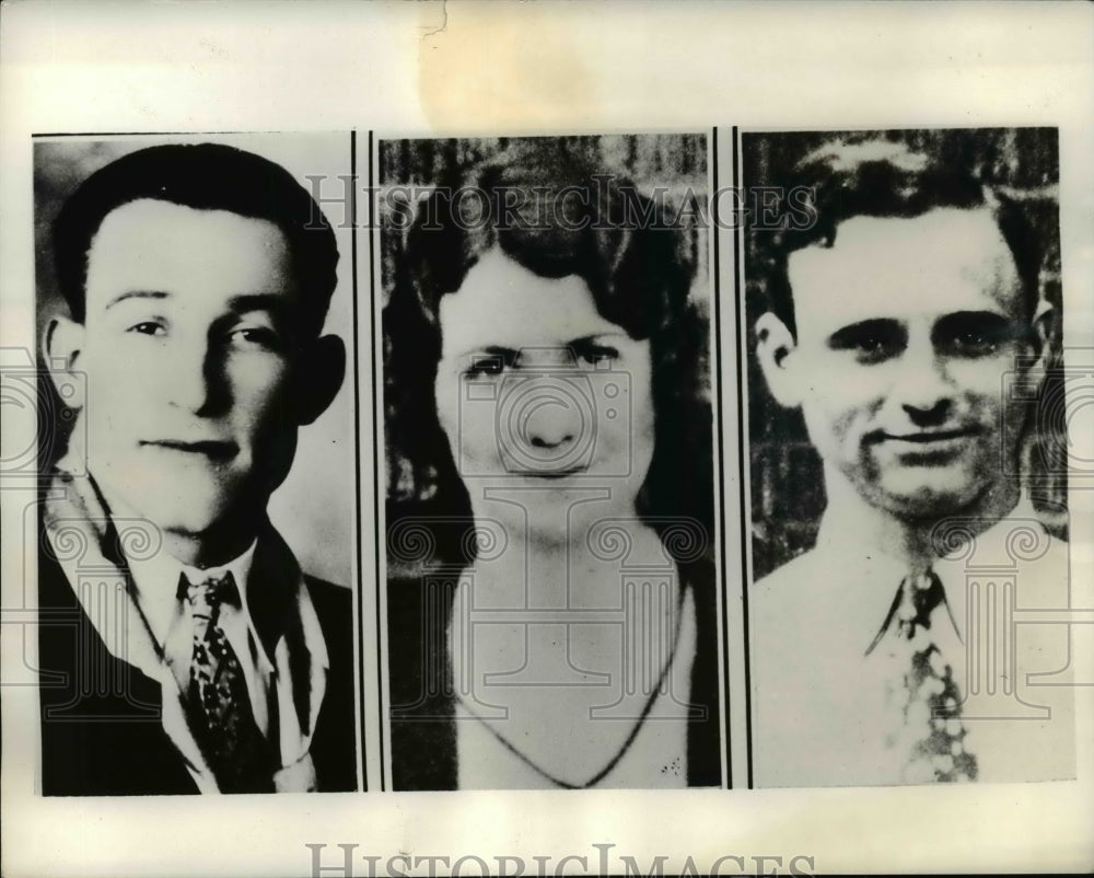 1934 Press Photo Kedell Fontaine (L) found dead before he wed Anne Belon (c)