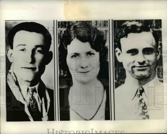 1934 Press Photo Kedell Fontaine (L) found dead before he wed Anne Belon (c)