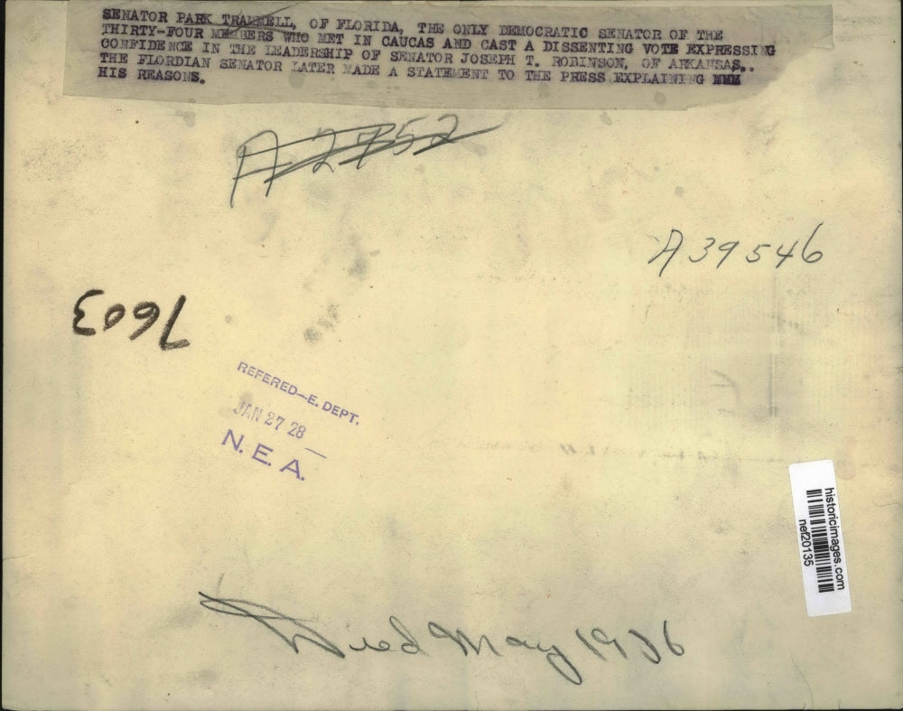 1928 Press Photo Senator Park Trammell - nef20135