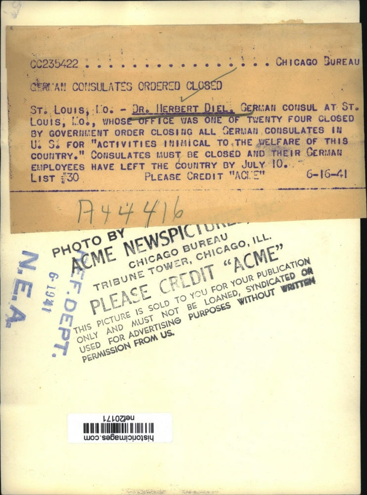 1941 Press Photo Dr. Herbert Diel - nef20171