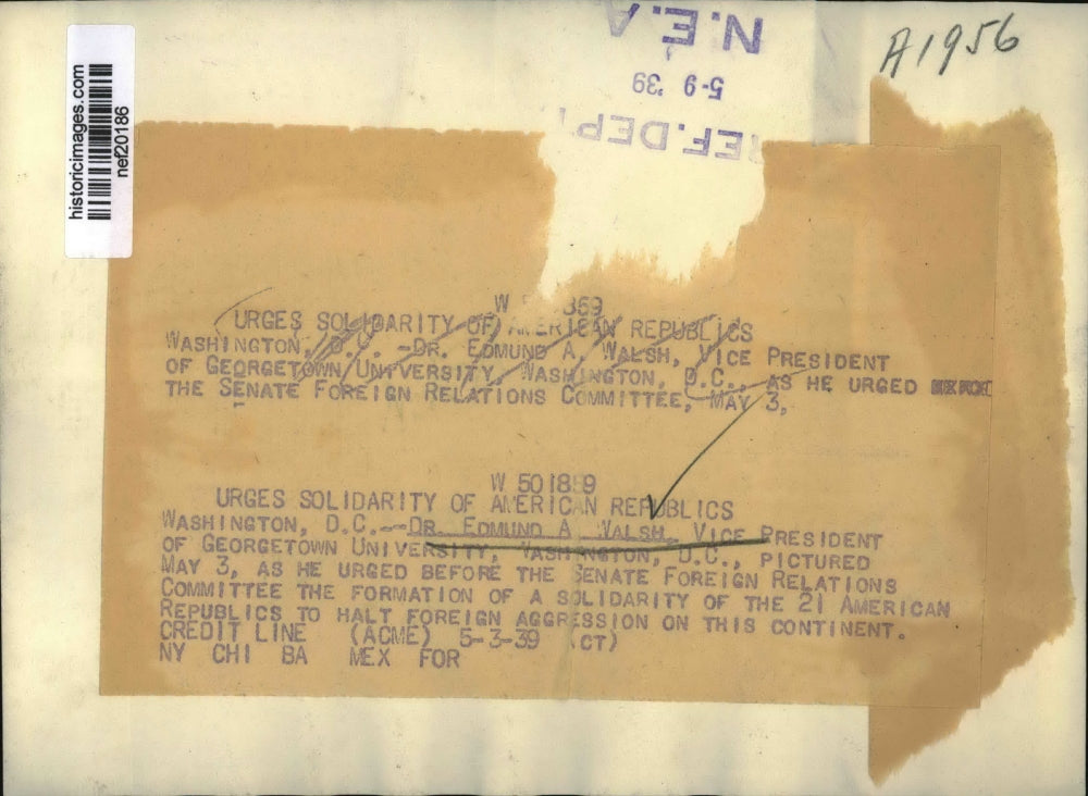 1939 Press Photo Dr. Edmund A. Walsh Urges Solidarity of American Republics