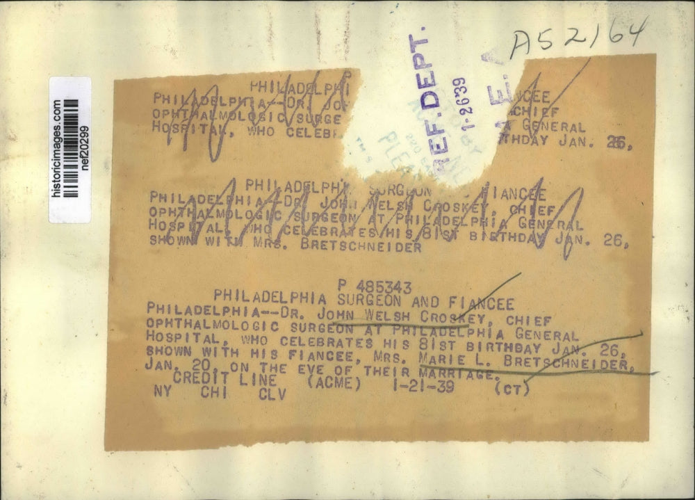 1939 Press Photo Dr. John Welsh Croskey Celebrates His 81st Birthday January 26