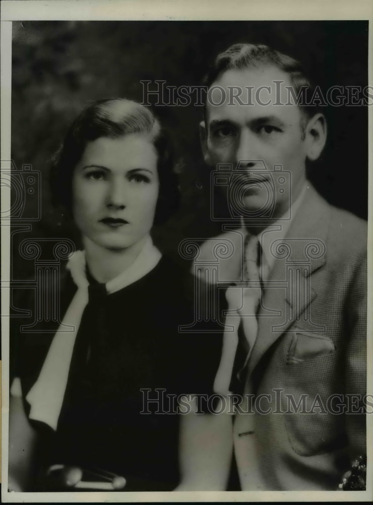 1933 Press Photo John L. Maddux and Bride Former Rowena Wright - nef20301