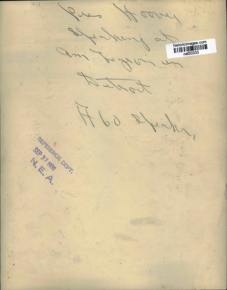 1931 Press Photo Pres Hoover Speaking at American Legion in Detroit - nef20333