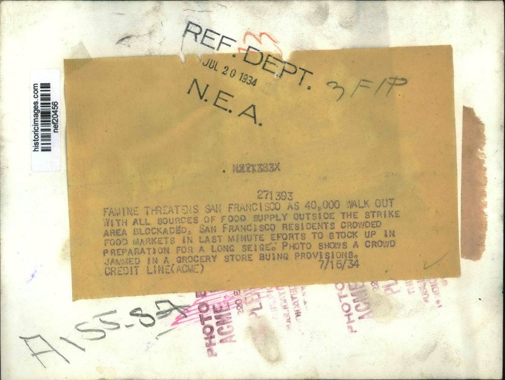 1934 Press Photo San Francisco, California Crowds in Grocery Store during Strike