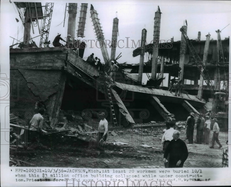 Load image into Gallery viewer, 1956 Press Photo Some 20 Workmen Buried When 3 Million Office Building Collapsed
