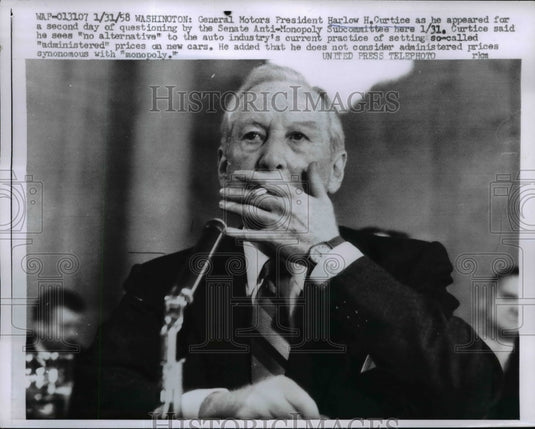1958 Press Photo General Motors Pres Harlow Curtice At Second Day of Questioning