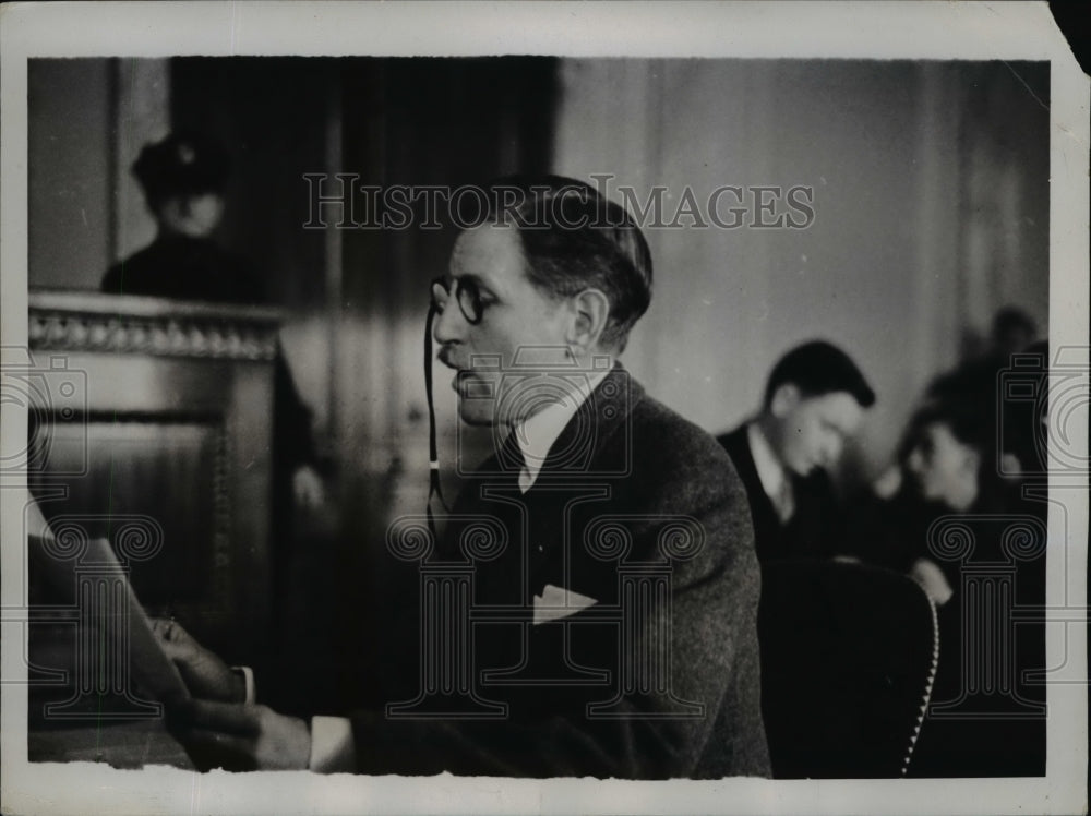 1935 Press Photo Patrick J. Hurley at Senate Munitions Committee Probe