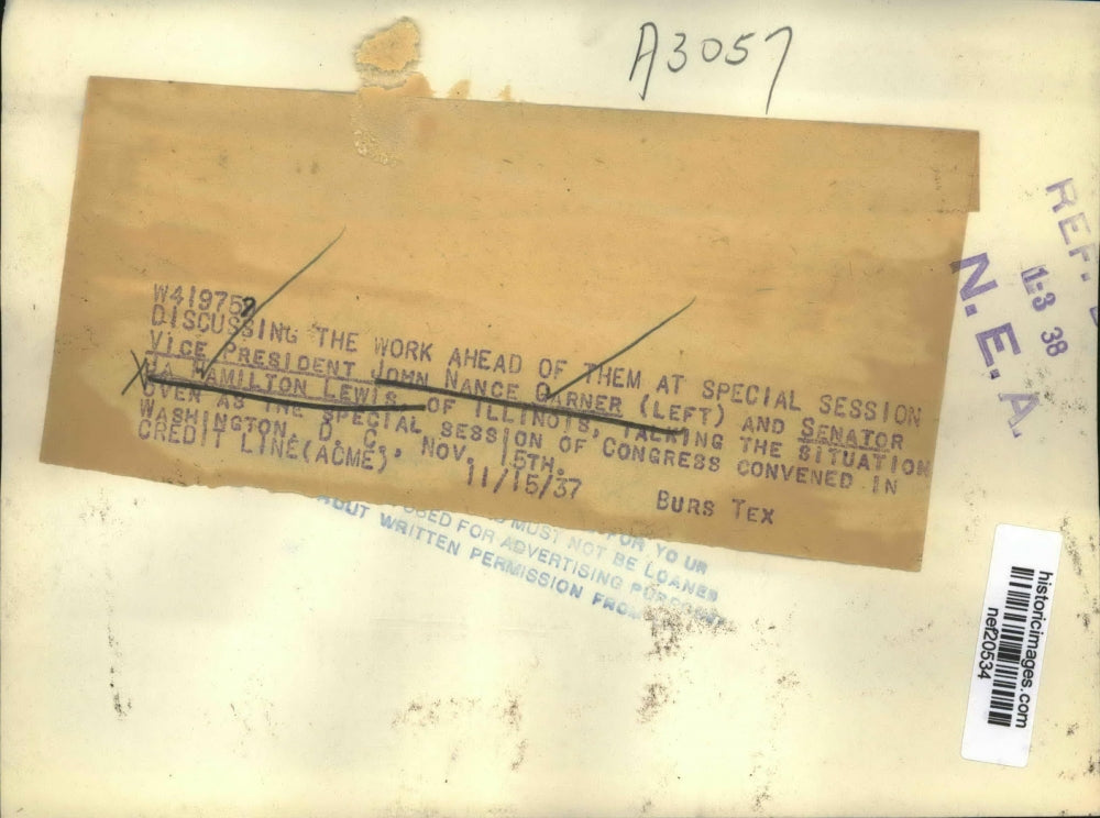 1937 Press Photo John Nance Garner, J. Hamilton Lewis at Congress Session