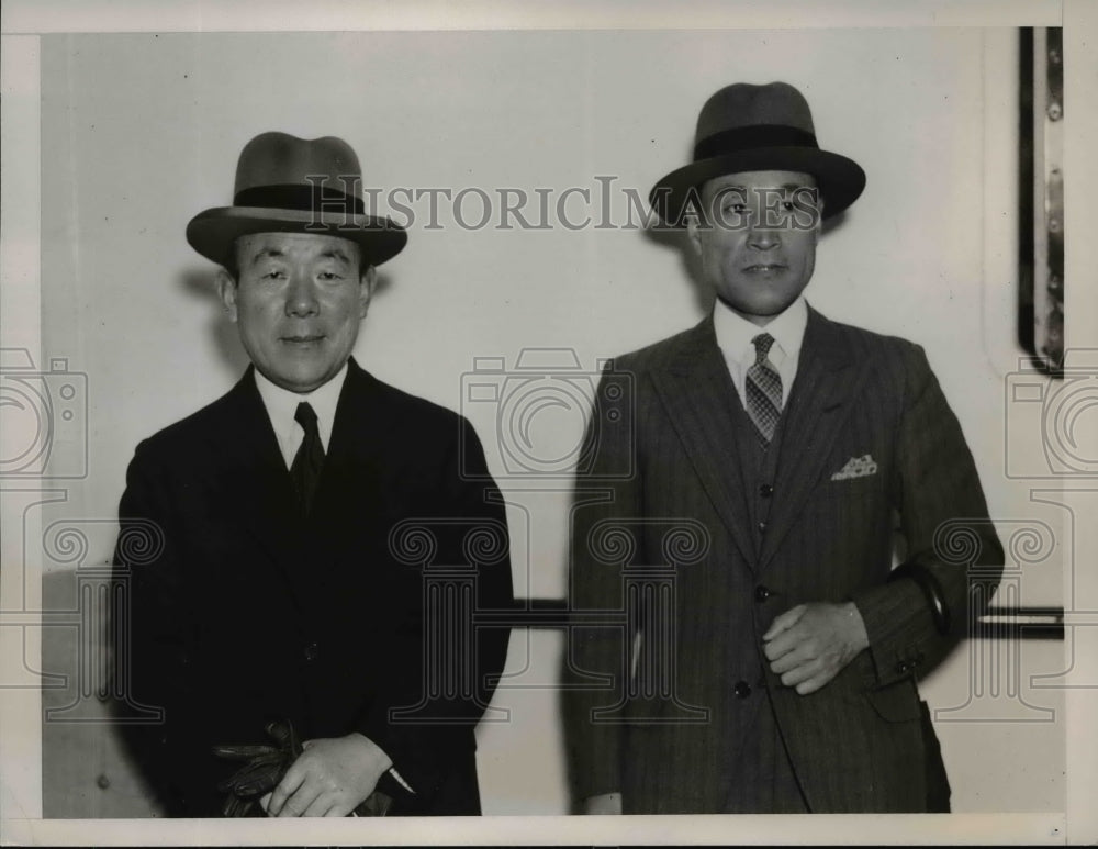 1937 Press Photo Masaichi Niimi, Yoshio Yamamoto in New York - nef20571