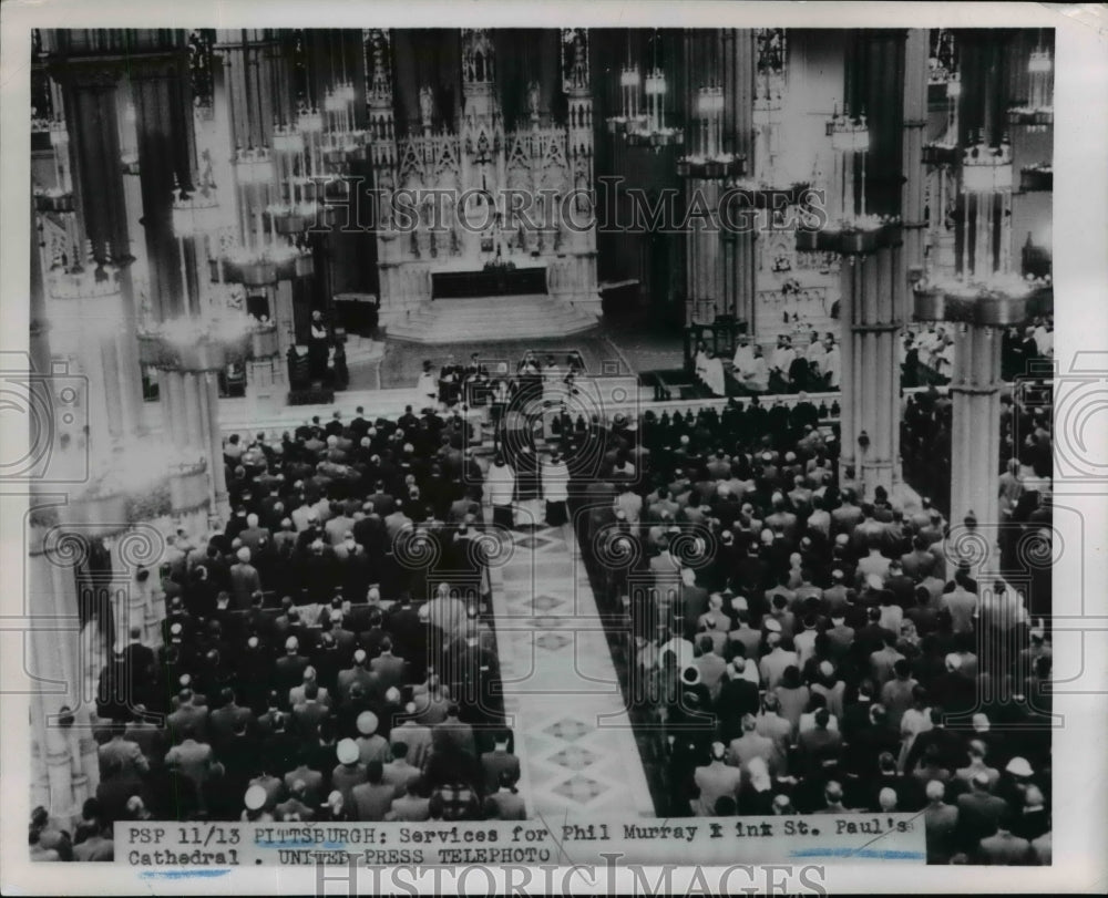 1952 Press Photo Phil Murray Funeral, St. Paul's Cathedral Pittsburgh