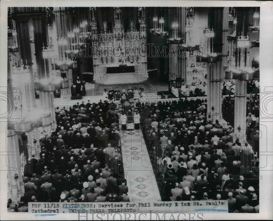 1952 Press Photo Phil Murray Funeral, St. Paul's Cathedral Pittsburgh