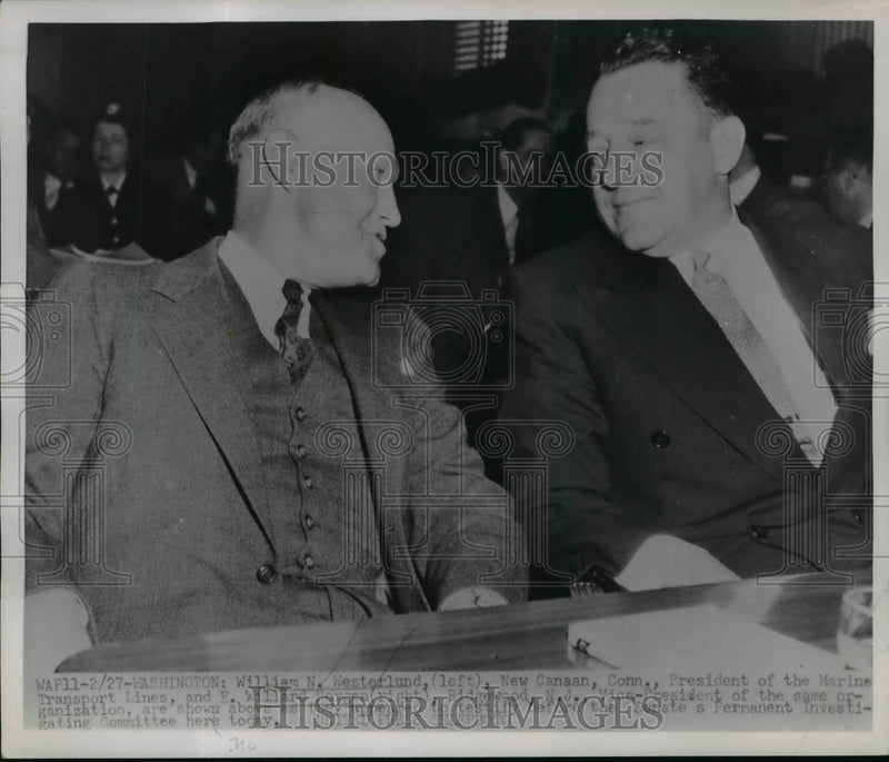 Load image into Gallery viewer, 1952 Press Photo William N. Westerland, E. Willard Bergen at Senate Hearing
