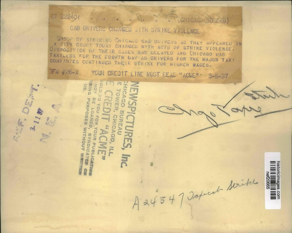 1937 Press Photo Cab Drivers Charged With Strike Violence - nef20665