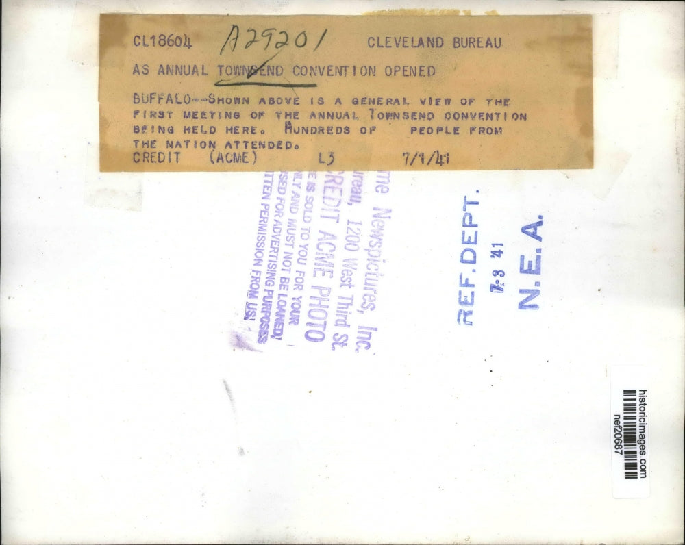 1941 Press Photo Townsend Convention in Buffalo, New York - nef20687
