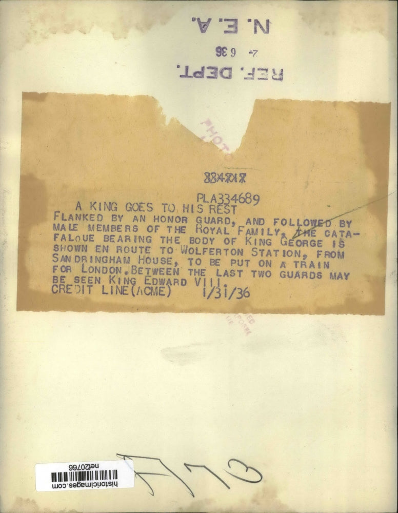 1936 Press Photo King George VI Funeral in London - nef20766