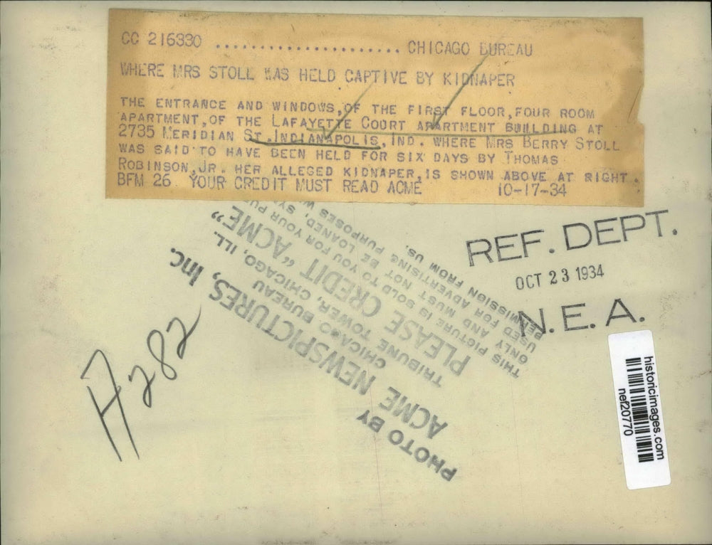 1934 Press Photo Lafayette court Apartment Building in Indianapolis - nef20770