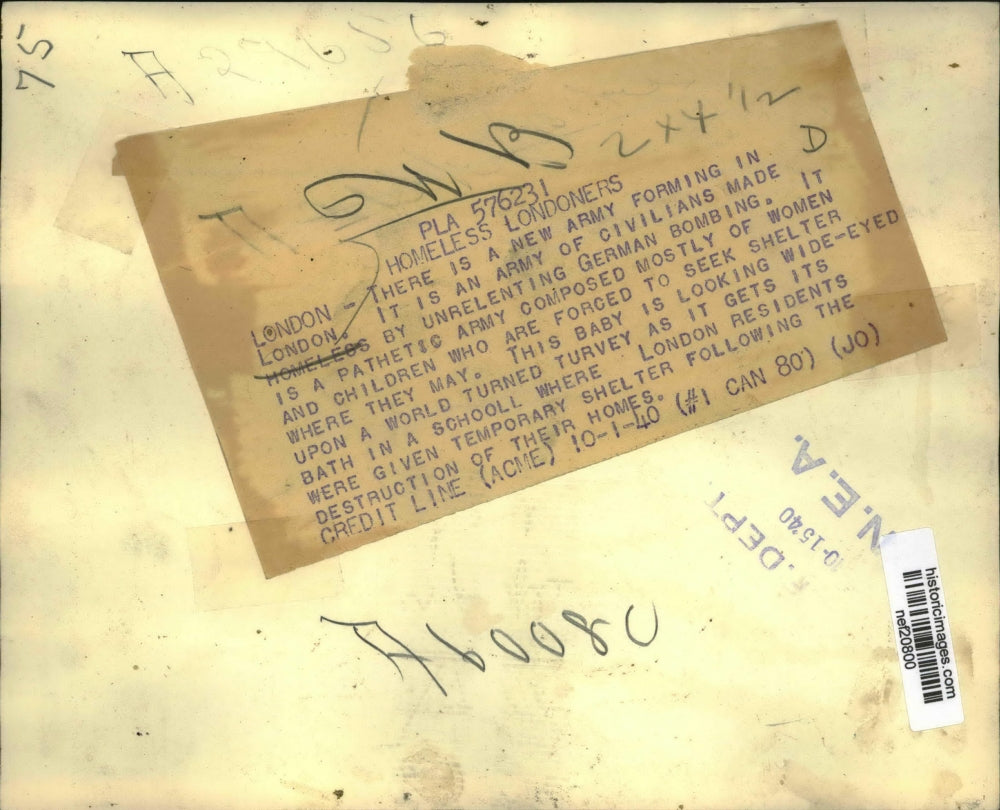 1940 Press Photo Homeless London Residents in Shelter, World War II - nef20800