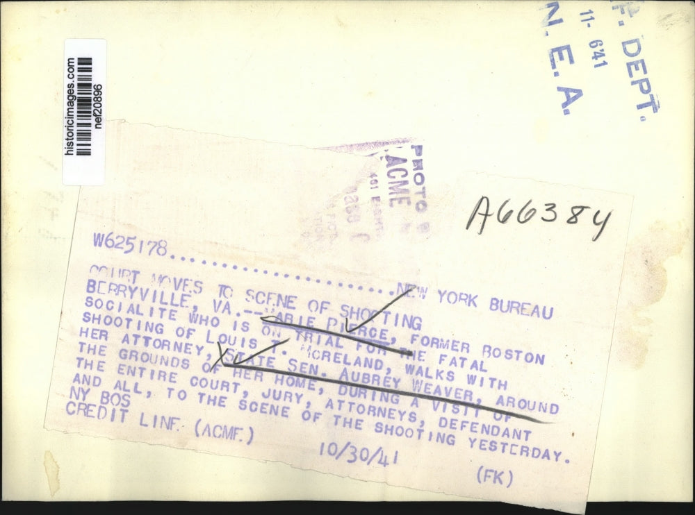 1941 Press Photo Marie Pierce on Trial for Shooting with Attorney Aubrey Weaver