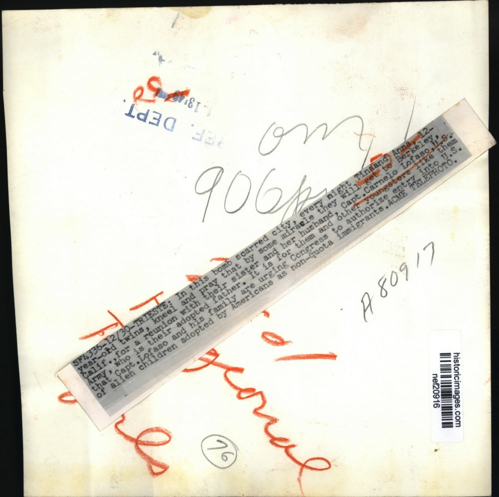 1949 Press Photo Tina and Anna Lofaso of Italy Hope to Come as Refugees to US