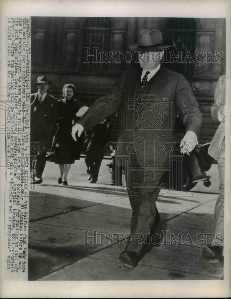 Load image into Gallery viewer, 1948 Press UMW Pres John Lewis Arrives At Welfare Fund Building For Conference
