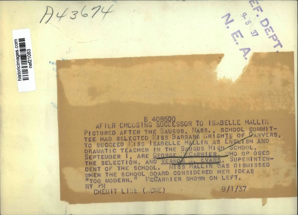 1937 Press Photo After Choosing Successor To Isabelle Hallin - nef21083