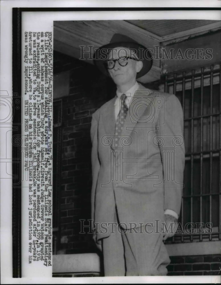 1956 Press Photo James P.Duty sentenced to life imprisonment for stealing a car